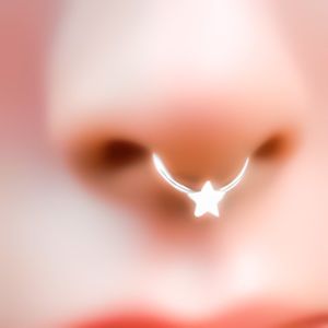 (20G-14G) 925 Sterling Silver Star Septum Ring or Daith Cartilage Hoop Earring